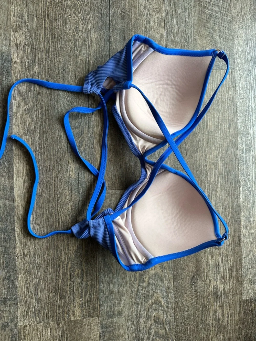 Blue Ribbed Bikini Top - Picture 2 of 2